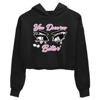 4s Retro Orchid shirts to match jordans You Deserve Better sneaker match tees Air Jordan 4 WMNS Orchid match shoes to clothes SNRT Sneaker Tees unisex cotton Black 2 crop tee