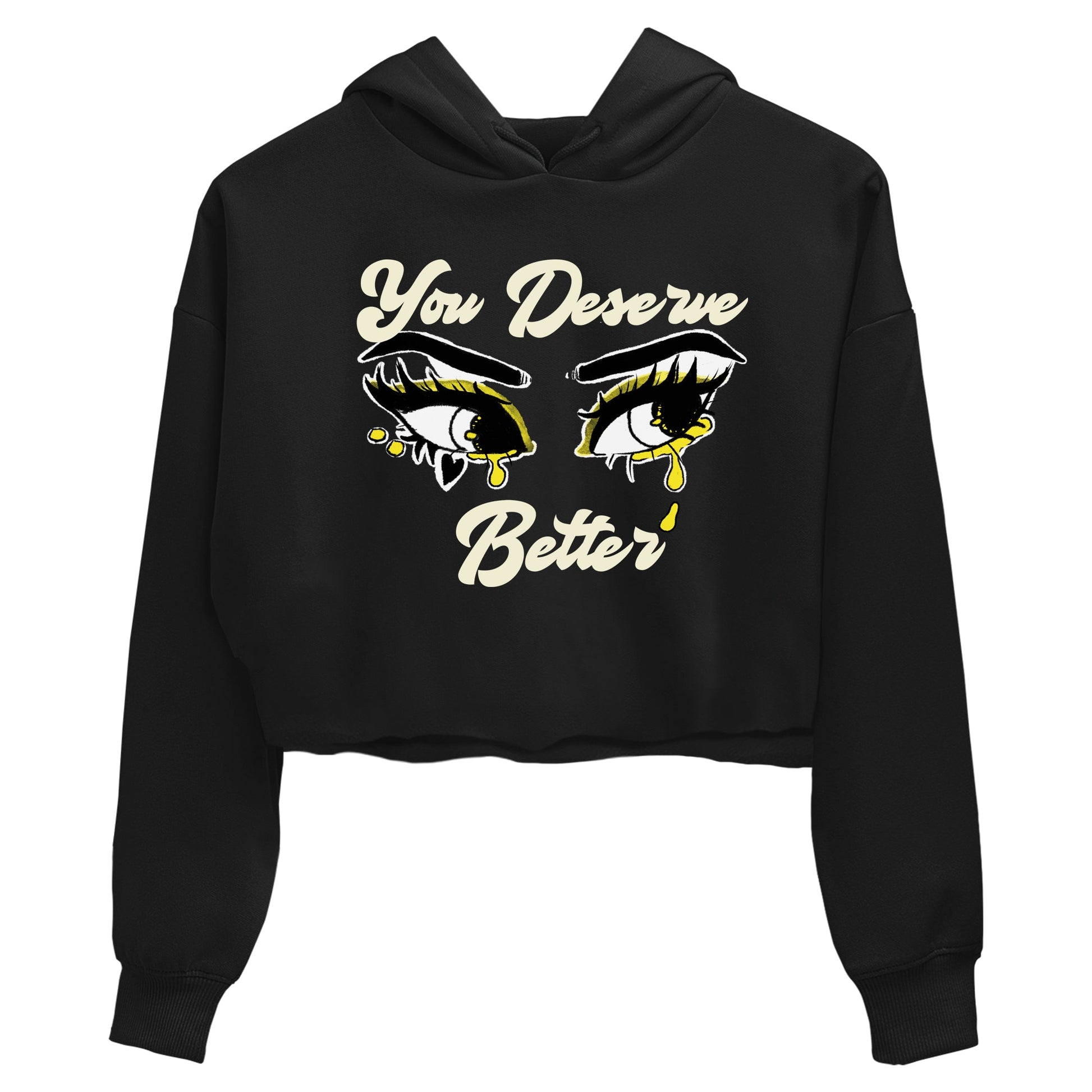 AJ4 Vivid Sulfur shirt to match jordans You Deserve Better sneaker tees Air Jordan 4 Vivid Sulfur SNRT Sneaker Release Tees Black 2 crop length shirt