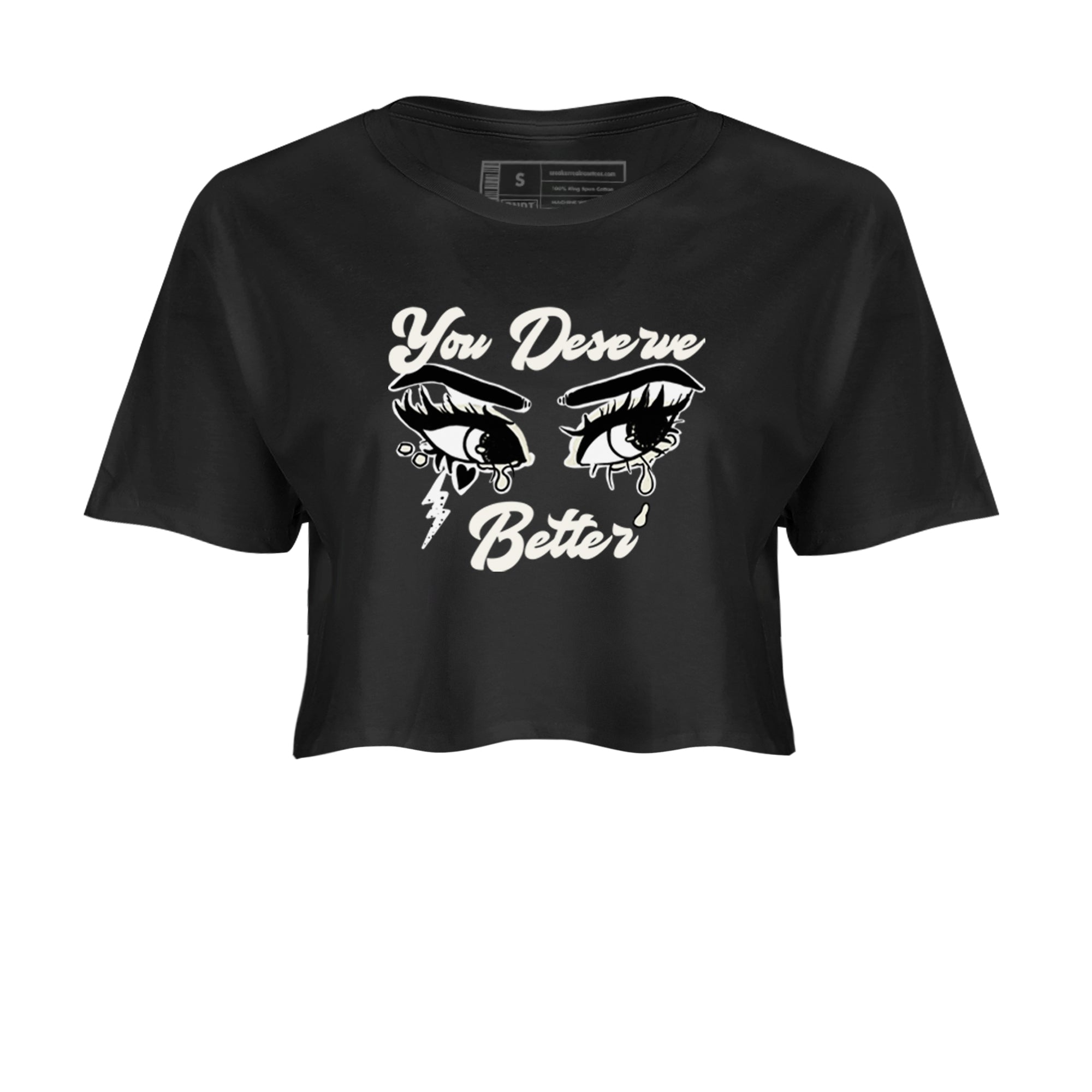 AJ5 Sail shirt to match jordans You Deserve Better sneaker tees Air Jordan 5 Sail SNRT Sneaker Release Tees Black 2 crop length shirt