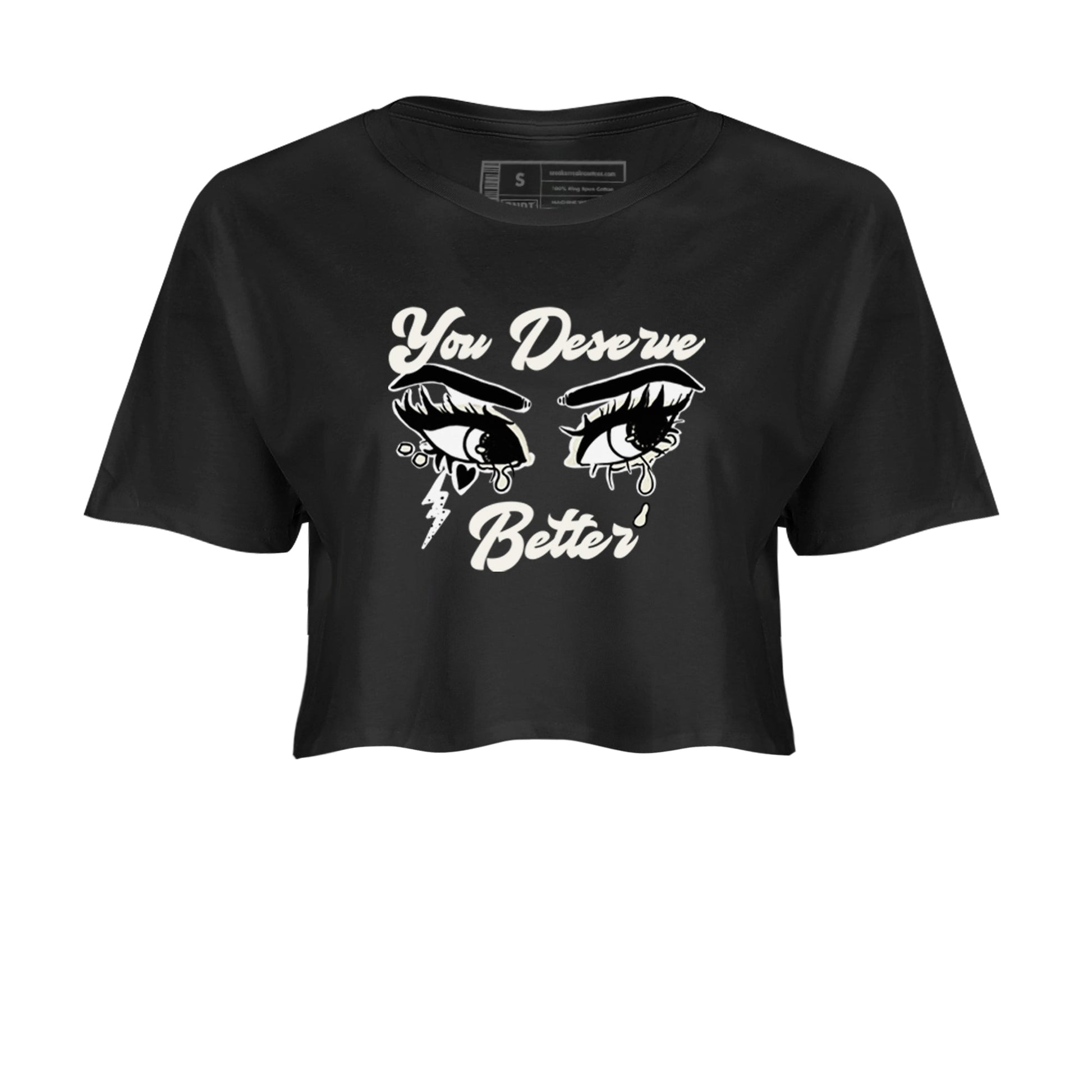 AJ5 Sail shirt to match jordans You Deserve Better sneaker tees Air Jordan 5 Sail SNRT Sneaker Release Tees Black 2 crop length shirt
