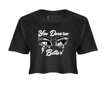 AJ5 Sail shirt to match jordans You Deserve Better sneaker tees Air Jordan 5 Sail SNRT Sneaker Release Tees Black 2 crop length shirt