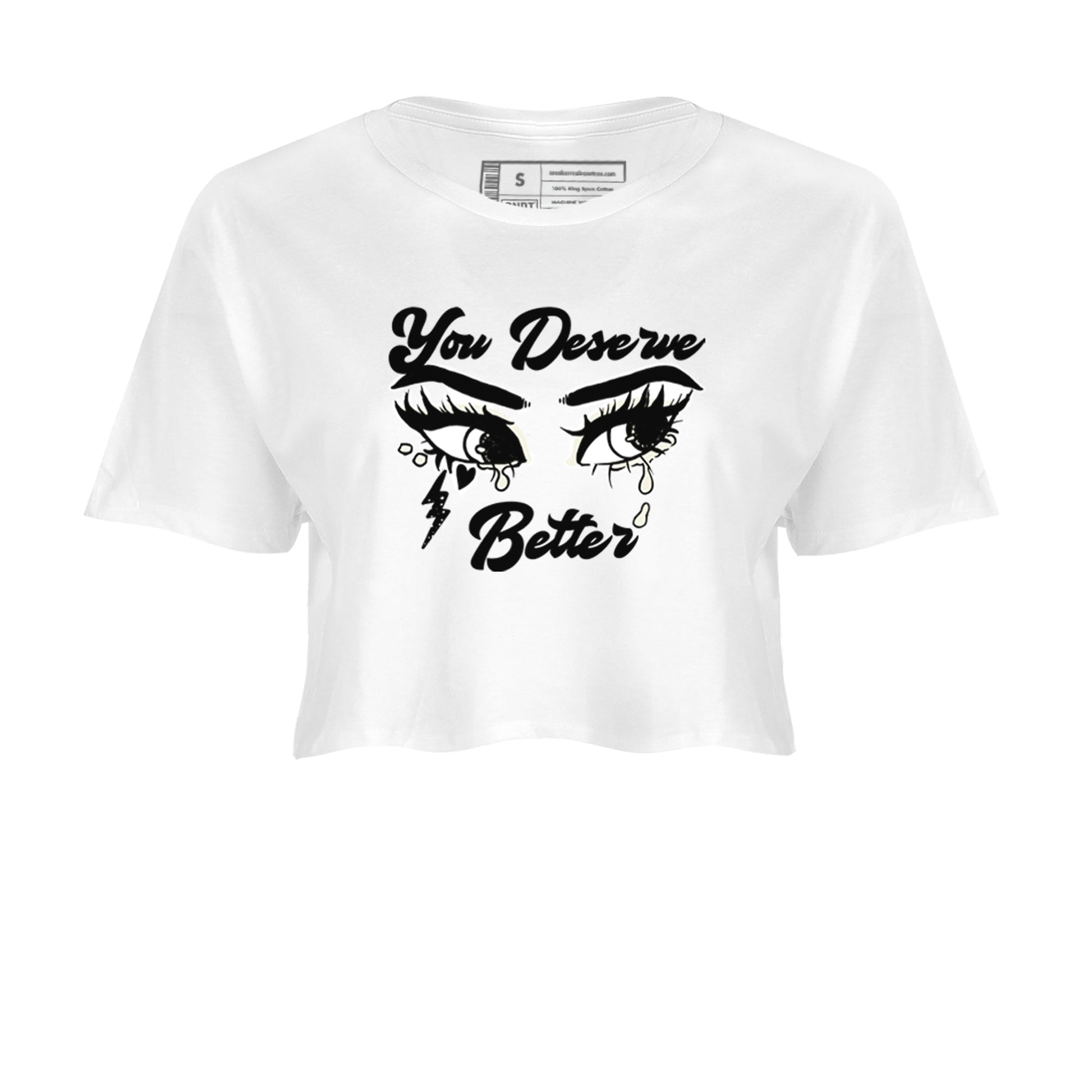 AJ5 Sail shirt to match jordans You Deserve Better sneaker tees Air Jordan 5 Sail SNRT Sneaker Release Tees White 2 crop length shirt