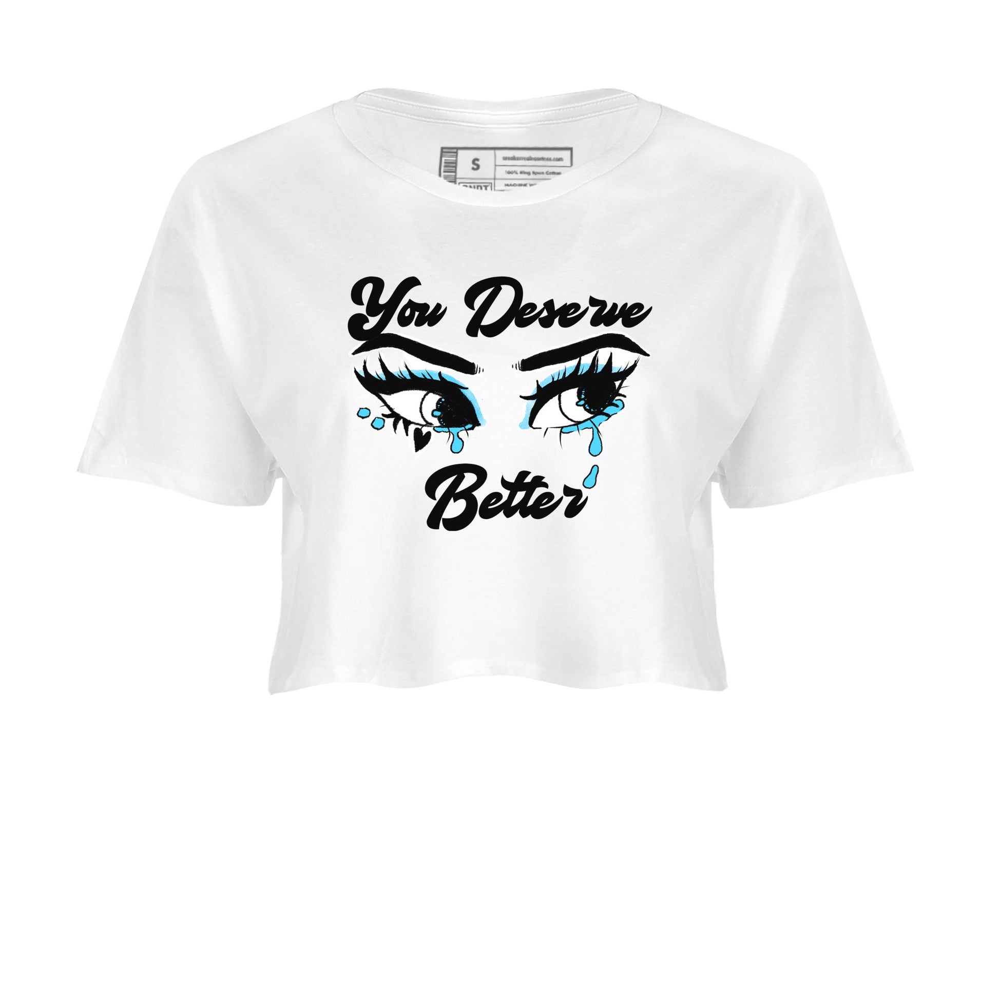 AJ9 Powder Blue shirt to match jordans You Deserve Better sneaker tees Air Jordan 9 Powder Blue SNRT Sneaker Release Tees White 2 crop length shirt