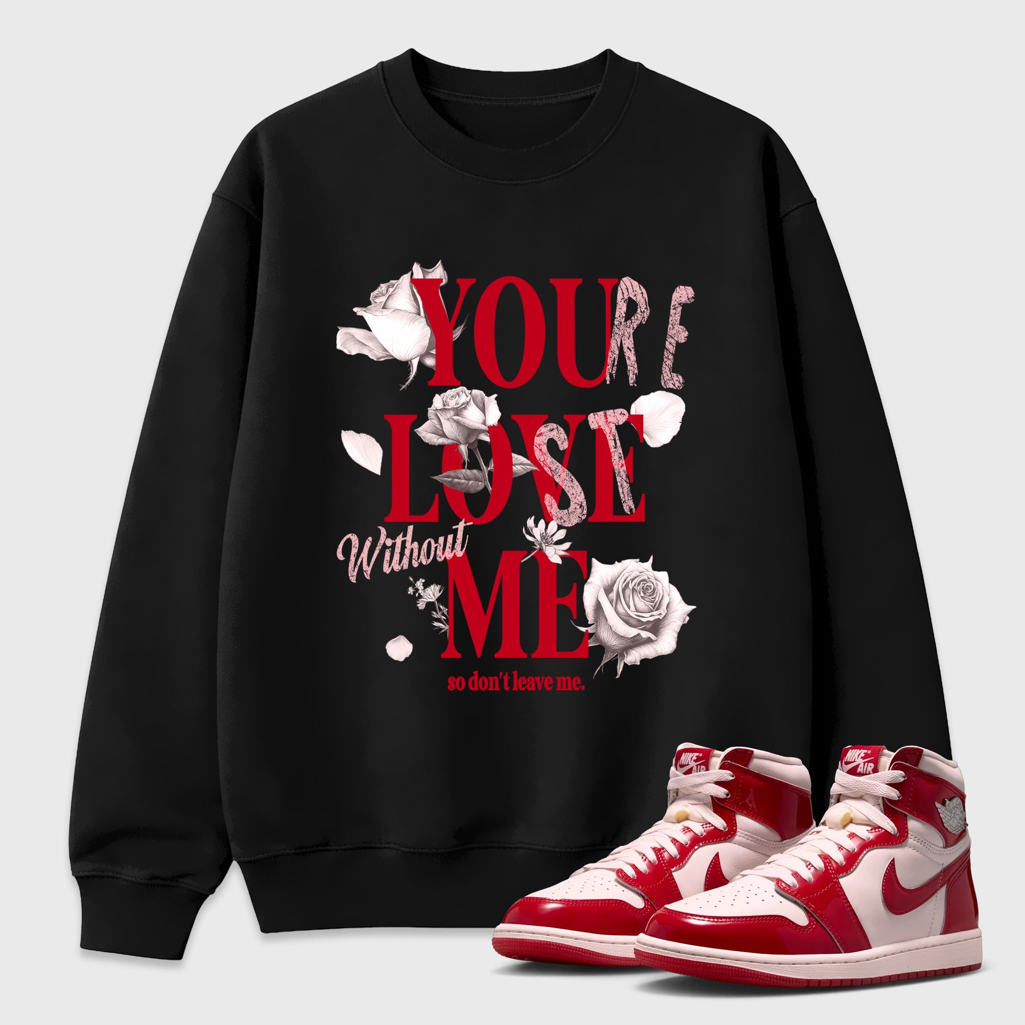 You Love Me Graphic T-Shirt featuring original streetwear artwork designed to match the Air Jordan 1 Nails and Grails. Black 1 Graphic Tee.