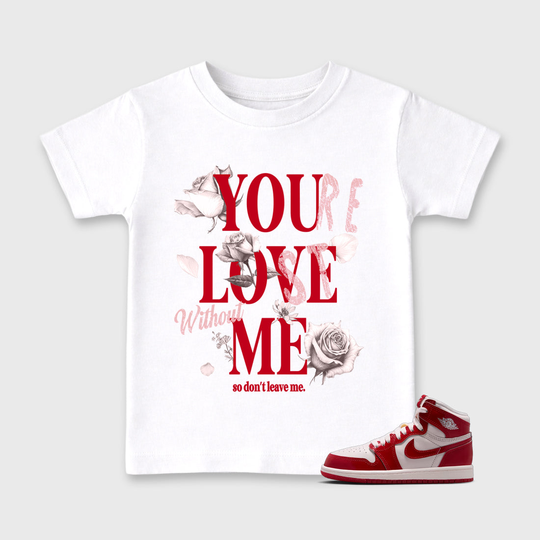 You Love Me Baby & Kids Graphic T-Shirt featuring original artwork designed to match the Air Jordan 1 Nails and Grails. White 1 Kids Graphic Tee.