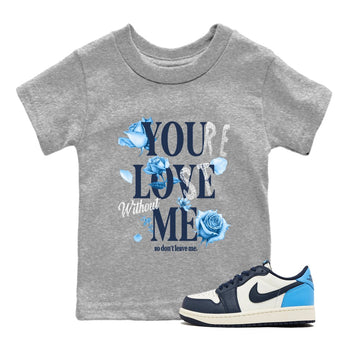 1s Obsidian shirts to match jordans You Love Me shirts to match Jordans AJ1 Retro Low OG Obsidian match shoes to clothes SNRT Sneaker Tees Youth Baby Heather Grey 1 tee