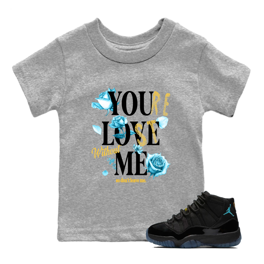 Sneaker match tees – Sneaker Tees To Match Air Jordan 11 Gamma Shoes – You Love Me Kids T-Shirt Heather Grey 1