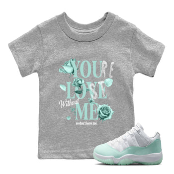 You Love Me baby and kids t-shirt crafted for little sneakerheads to shine with the Air Jordan 11 Igloo sneakers, displayed in Heather Grey 1.