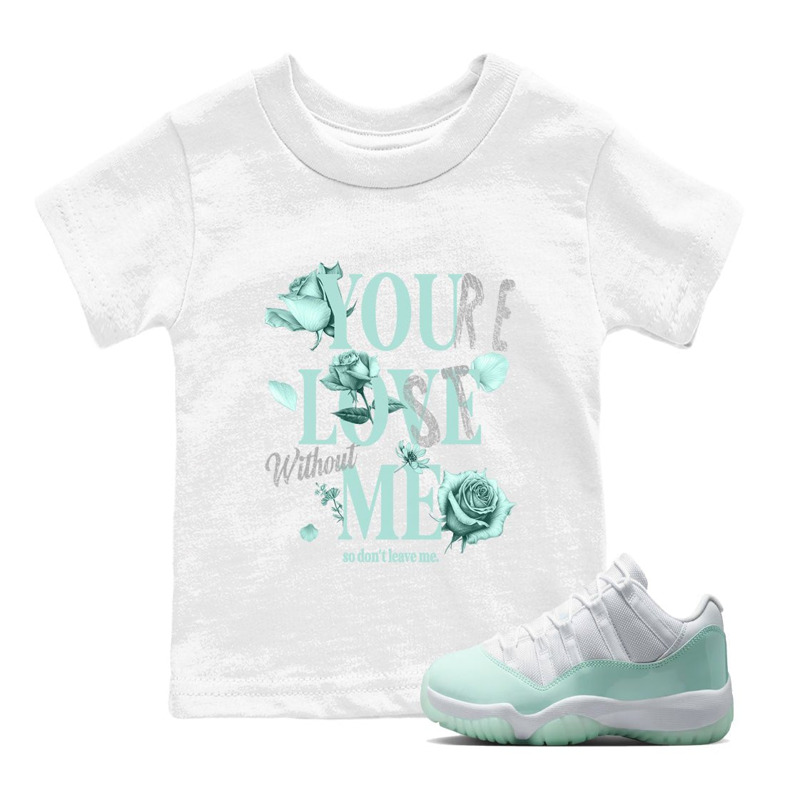 You Love Me baby and kids t-shirt crafted for little sneakerheads to shine with the Air Jordan 11 Igloo sneakers, displayed in White 1.
