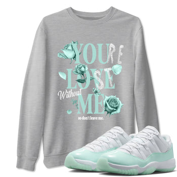 You Love Me sneaker match t-shirt styled to complete your fit with the Air Jordan 11 Igloo sneakers, shown in Heather Grey 1.