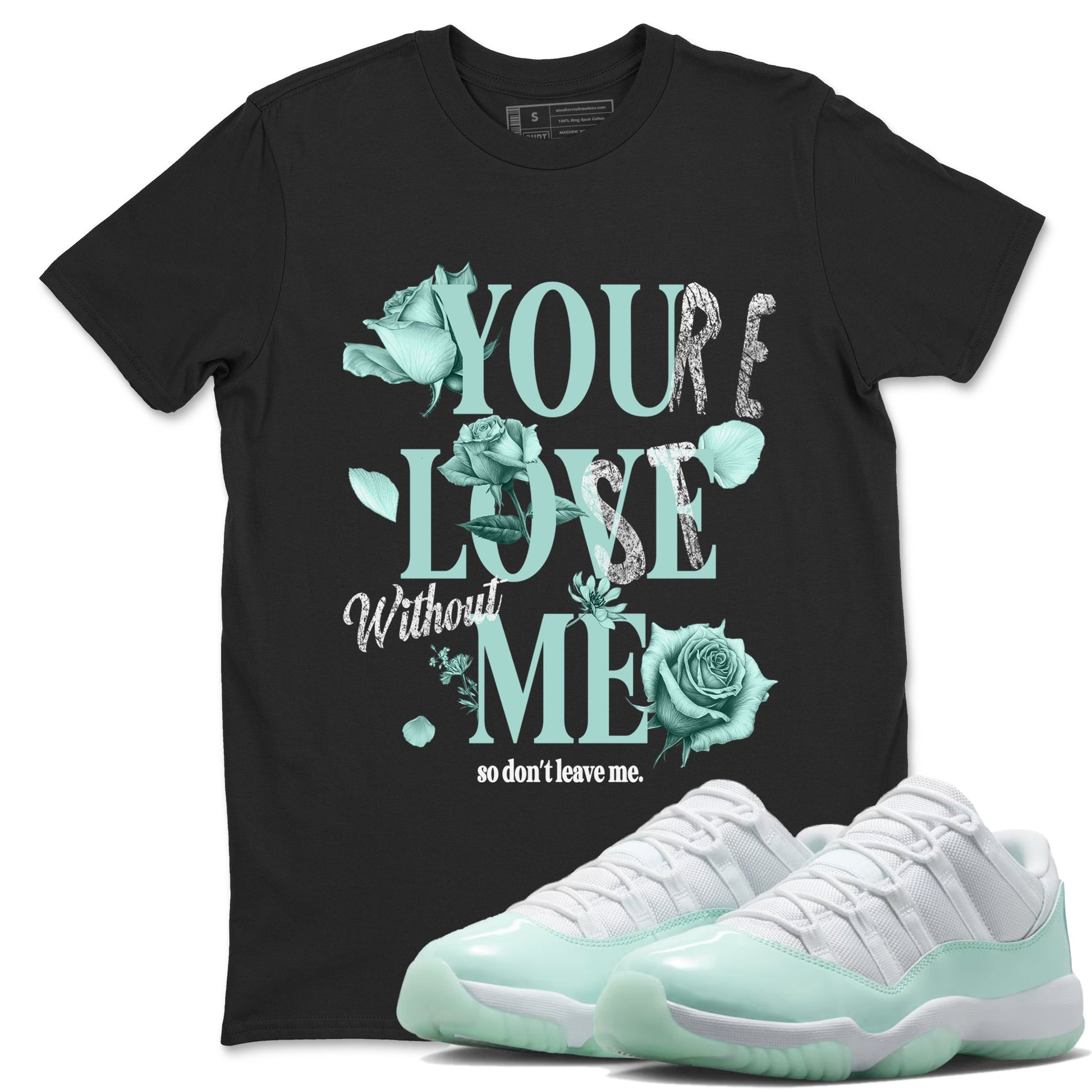 You Love Me sneaker match t-shirt styled to complete your fit with the Air Jordan 11 Igloo sneakers, shown in Black 1.
