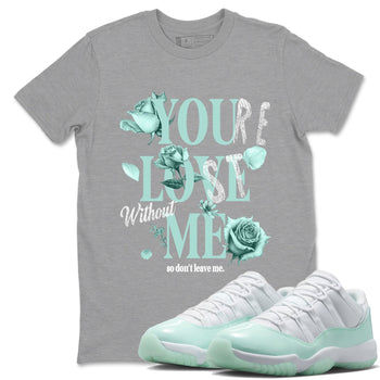 You Love Me sneaker match t-shirt styled to complete your fit with the Air Jordan 11 Igloo sneakers, shown in Heather Grey 1.