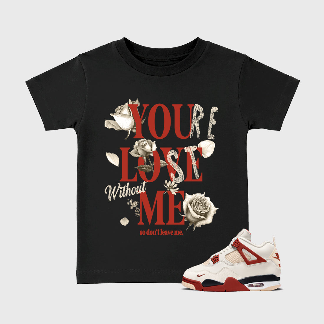 Sneaker match tees – Sneaker Tees To Match Air Jordan 4 Brick After Brick Shoes – You Love Me Kids T-Shirt Black 1