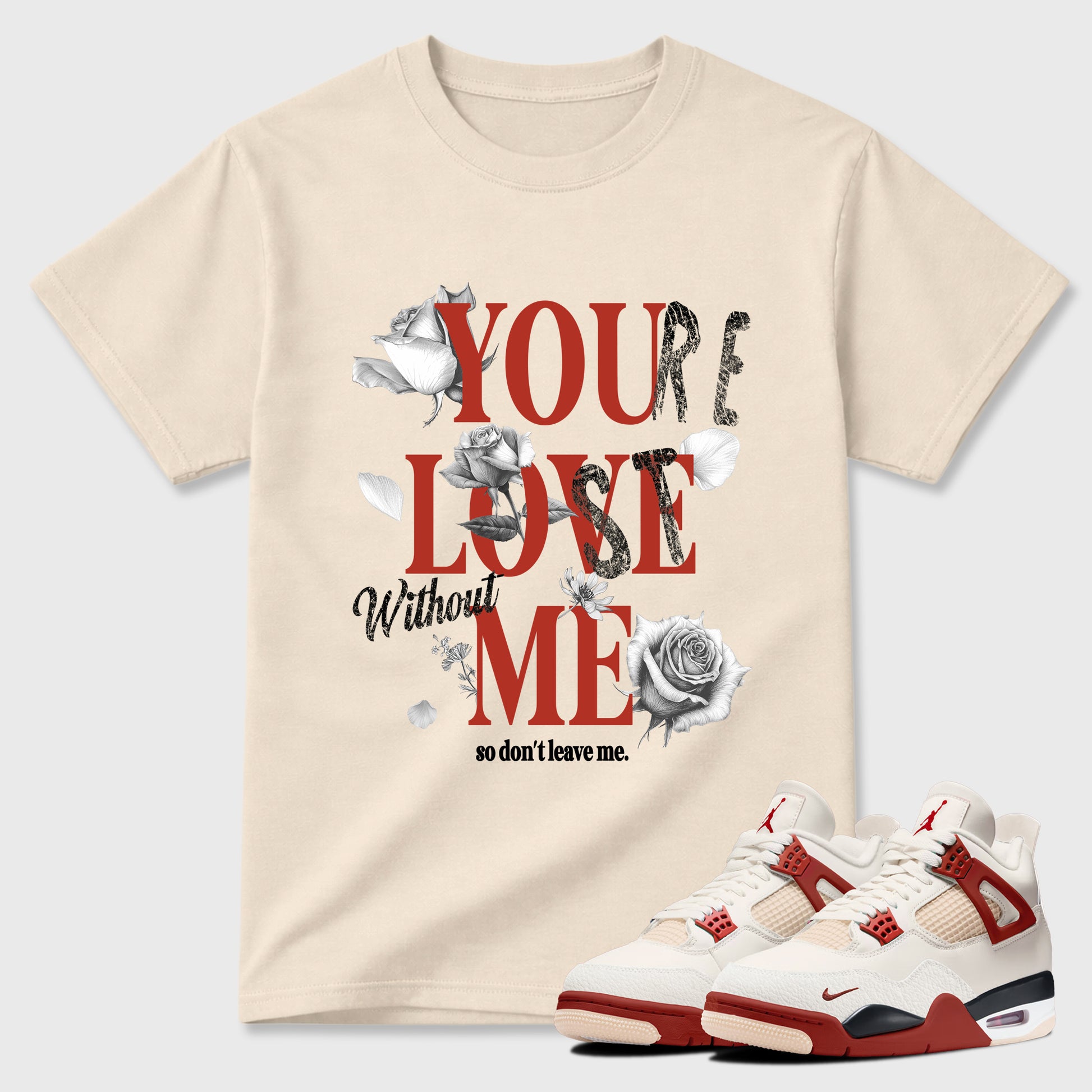 Sneaker match tees – Sneaker Tees To Match Air Jordan 4 Brick After Brick Shoes – You Love Me Tee Natural 1