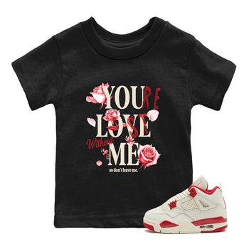 Sneaker match tees – Sneaker Tees To Match Air Jordan 4 Valentines Day Shoes – You Love Me Kids T-Shirt Black 1