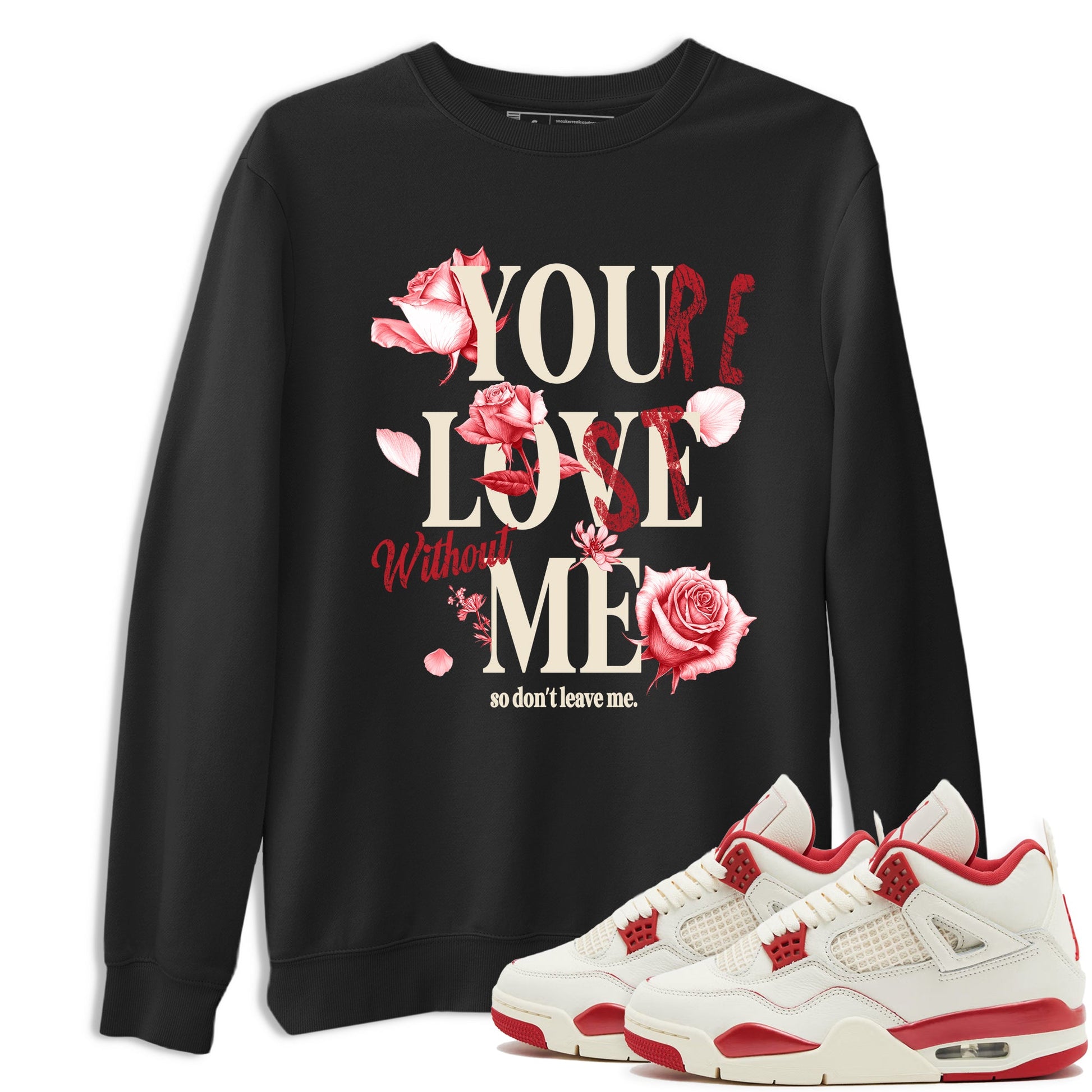 Sneaker match tees – Sneaker Tees To Match Air Jordan 4 Valentines Day Shoes – You Love Me Tee Black 1