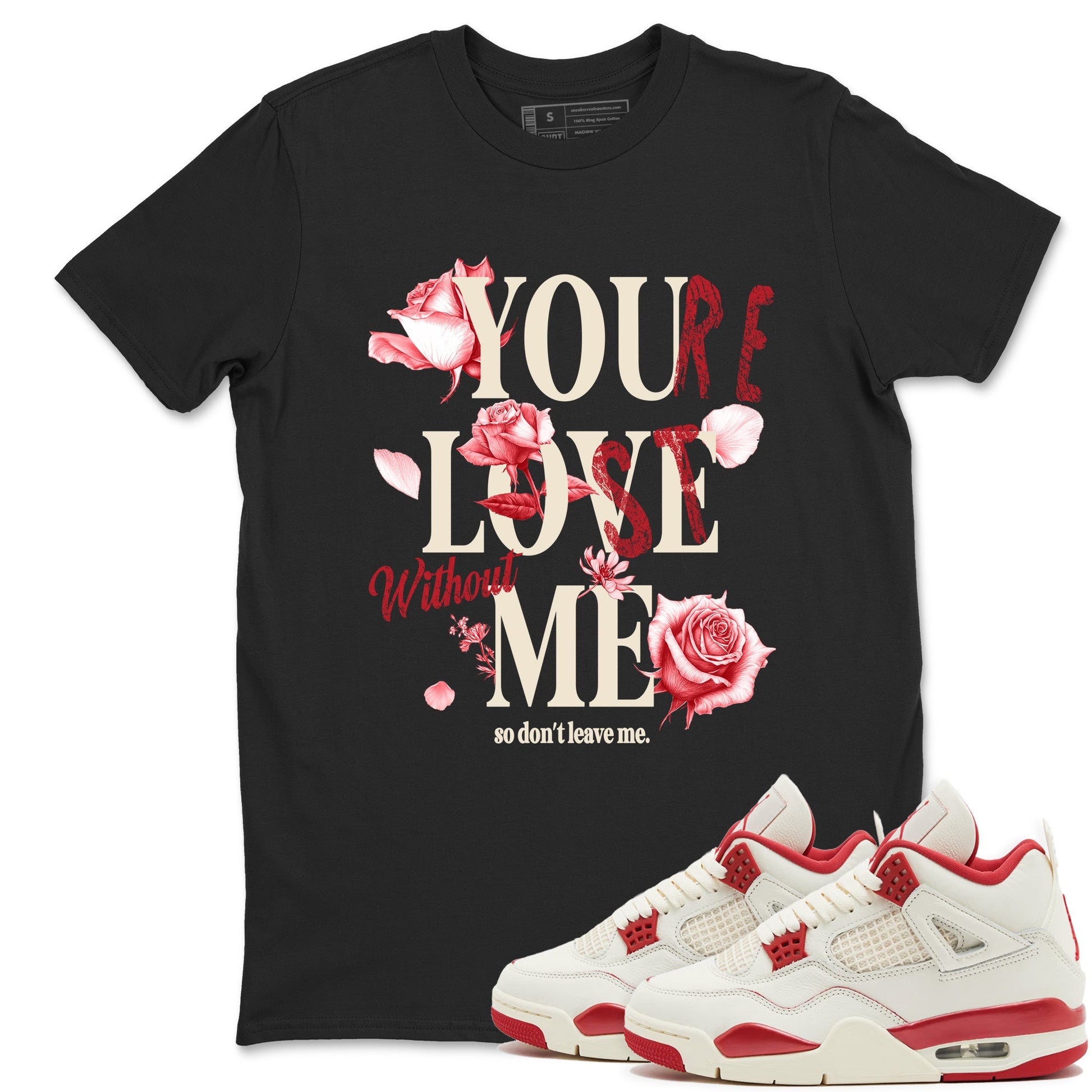 Sneaker match tees – Sneaker Tees To Match Air Jordan 4 Valentines Day Shoes – You Love Me Tee Black 1