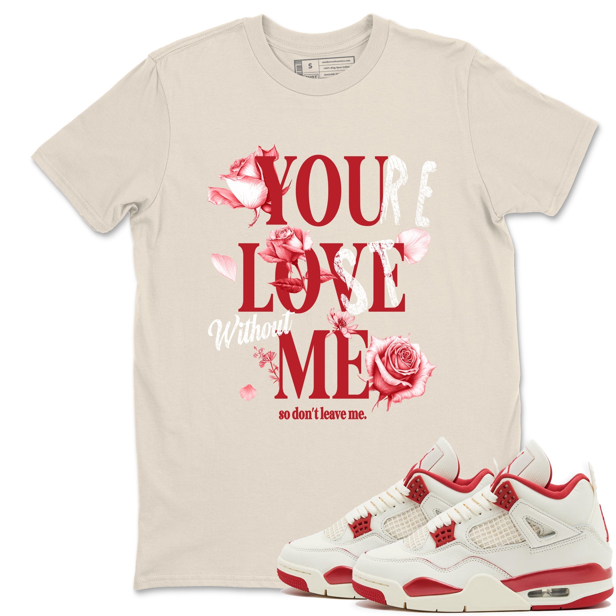 Sneaker match tees – Sneaker Tees To Match Air Jordan 4 Valentines Day Shoes – You Love Me Tee Natural 1