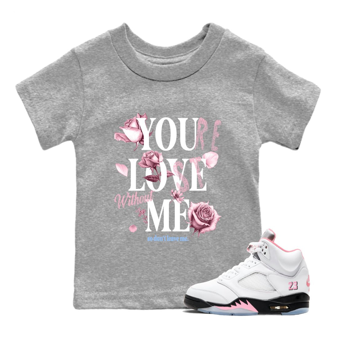 Sneaker match tees – Sneaker Tees To Match Air Jordan 5 35th Anniversary Shoes – You Love Me Kids T-Shirt Heather Grey 1