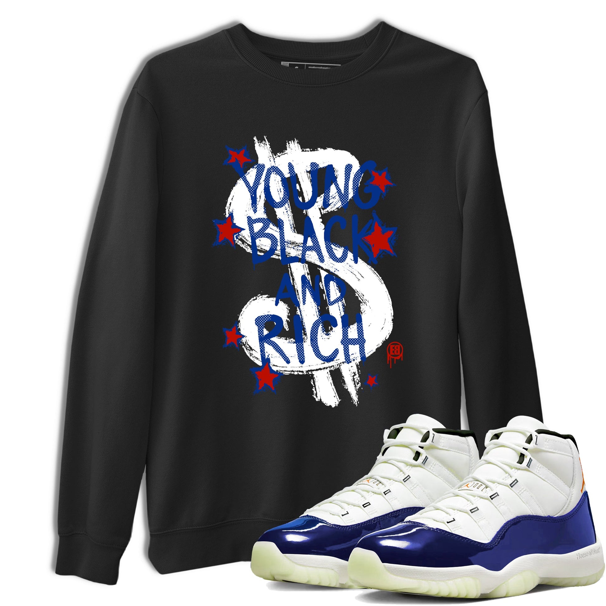 Sneaker Threads – Sneaker Tees To Match Air Jordan 11 Rare Air – Young Black And Rich Graphic Tee Black 1. Perfect for Jordan releases 2025 colorways.