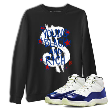 Sneaker Threads – Sneaker Tees To Match Air Jordan 11 Rare Air – Young Black And Rich Graphic Tee Black 1. Perfect for Jordan releases 2025 colorways.