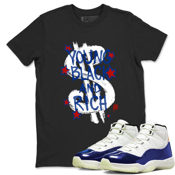 Sneaker Threads – Sneaker Tees To Match Air Jordan 11 Rare Air – Young Black And Rich Graphic Tee Black 1. Perfect for Jordan releases 2025 colorways.