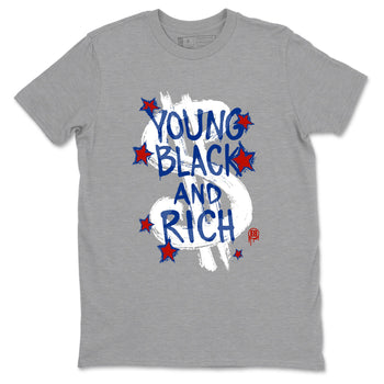 Sneaker Threads – Sneaker Tees To Match Air Jordan 11 Rare Air – Young Black And Rich Graphic Tee Heather Grey 2. Perfect for Jordan releases 2025 colorways.