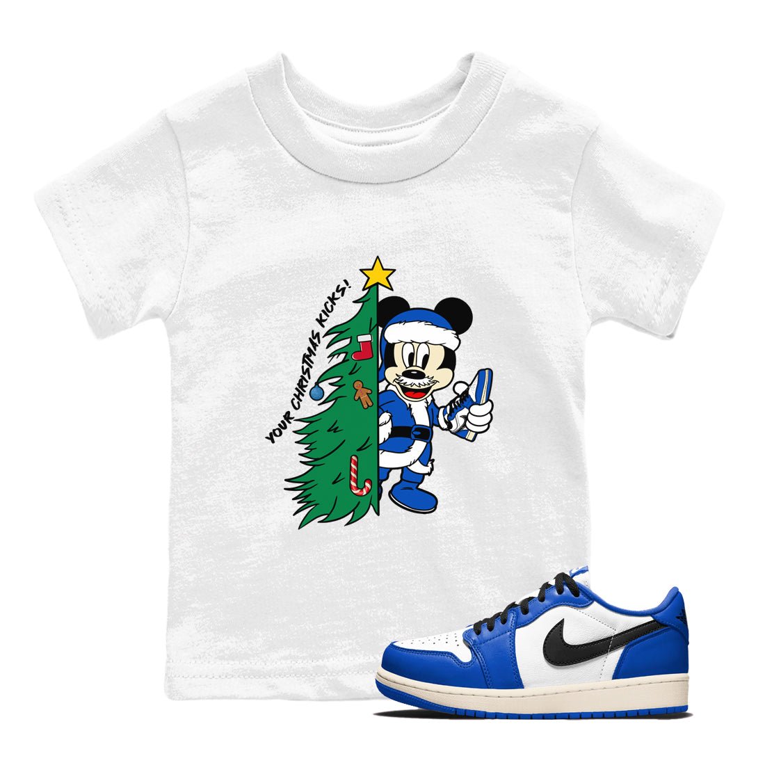 1s Game Royal shirts to match jordansChristmas gift Your Christmas Kicks sneaker match tees Air Jordan 1 Low OG Game Royal match shoes to clothes SNRT Sneaker Tees Youth Baby White 1 tee