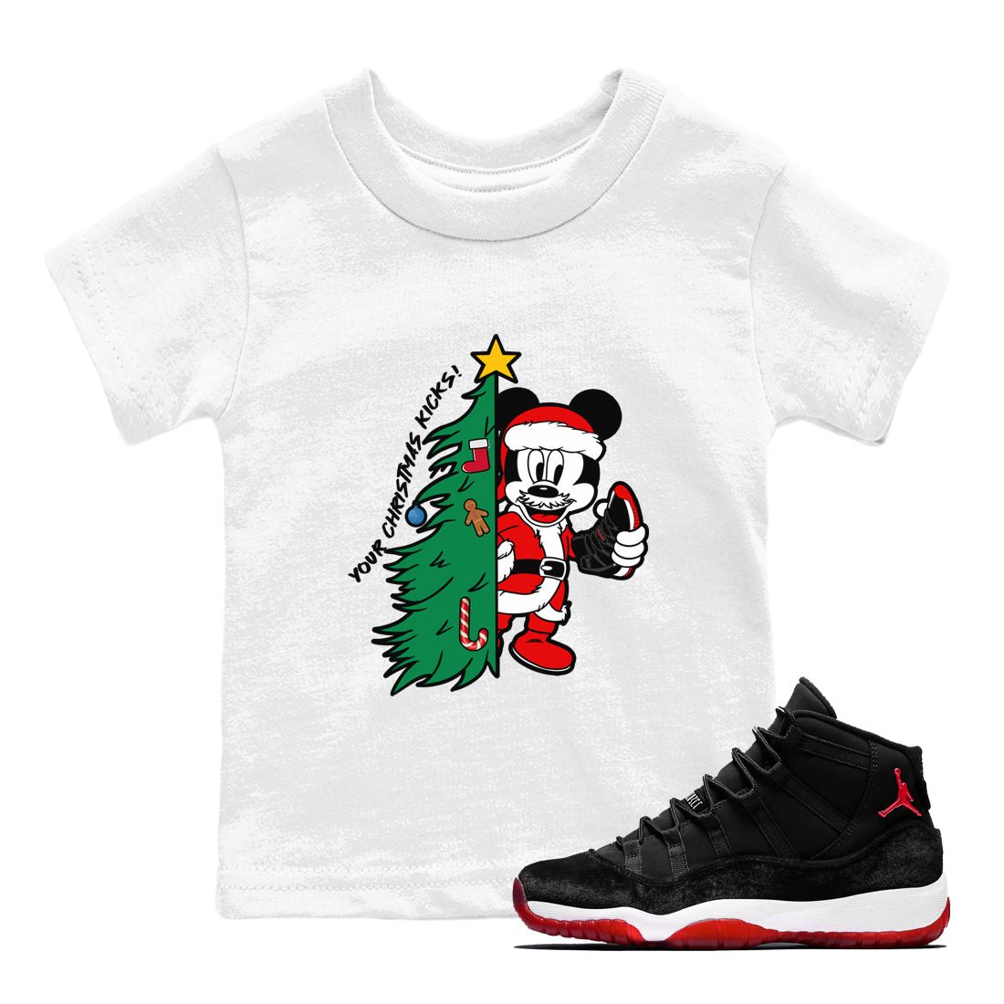 11s Bred Velvet shirts to match jordans Christmas Gift Your Christmas Kicks sneaker match tees Air Jordan 11 Retro Bred Velvet match shoes to clothes SNRT Sneaker Tees Youth Baby White 1 tee