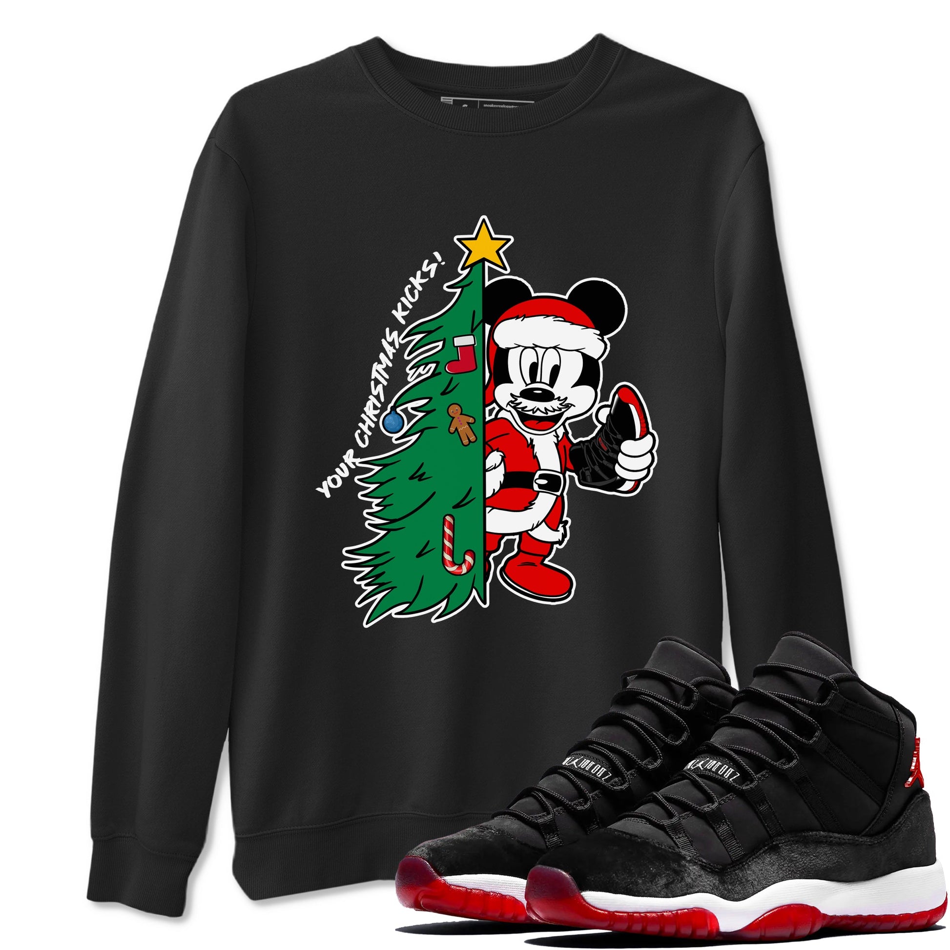11s Bred Velvet shirts to match jordans Christmas Gift Your Christmas Kicks sneaker match tees Air Jordan 11 Retro Bred Velvet match shoes to clothes SNRT Sneaker Tees unisex cotton Black 1 shirts