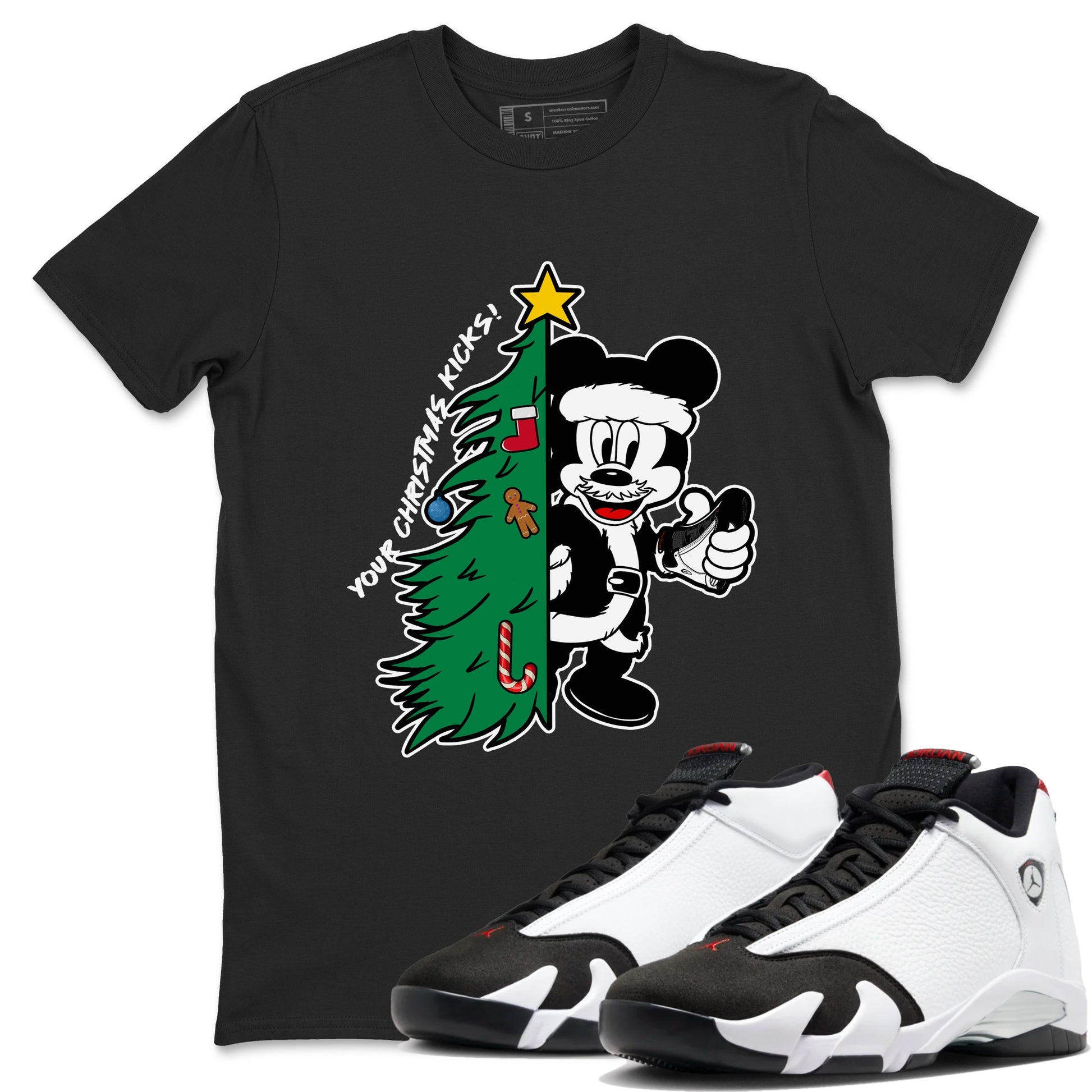 14s Black Toe shirts to match jordansChristmas gift Your Christmas Kicks sneaker match tees Air Jordan 14 Black Toe match shoes to clothes SNRT Sneaker Tees unisex cotton Black 1 shirts