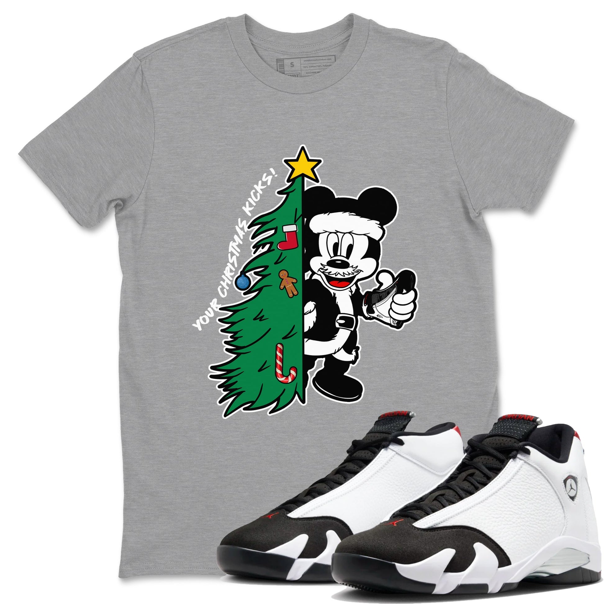 14s Black Toe shirts to match jordansChristmas gift Your Christmas Kicks sneaker match tees Air Jordan 14 Black Toe match shoes to clothes SNRT Sneaker Tees unisex cotton Heather Grey 1 shirts