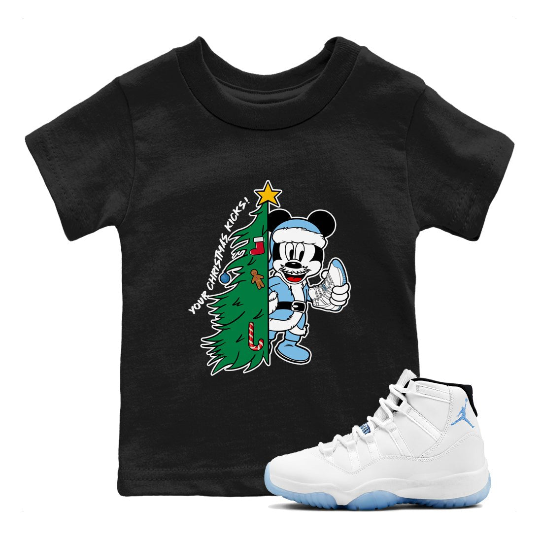 11s Legend Blue (Columbia) shirts to match jordans Your Chrsitmas Kicks sneaker match tees Air Jordan 11 Retro Legend Blue match shoes to clothes SNRT Sneaker Tees Youth Baby Black 1 tee