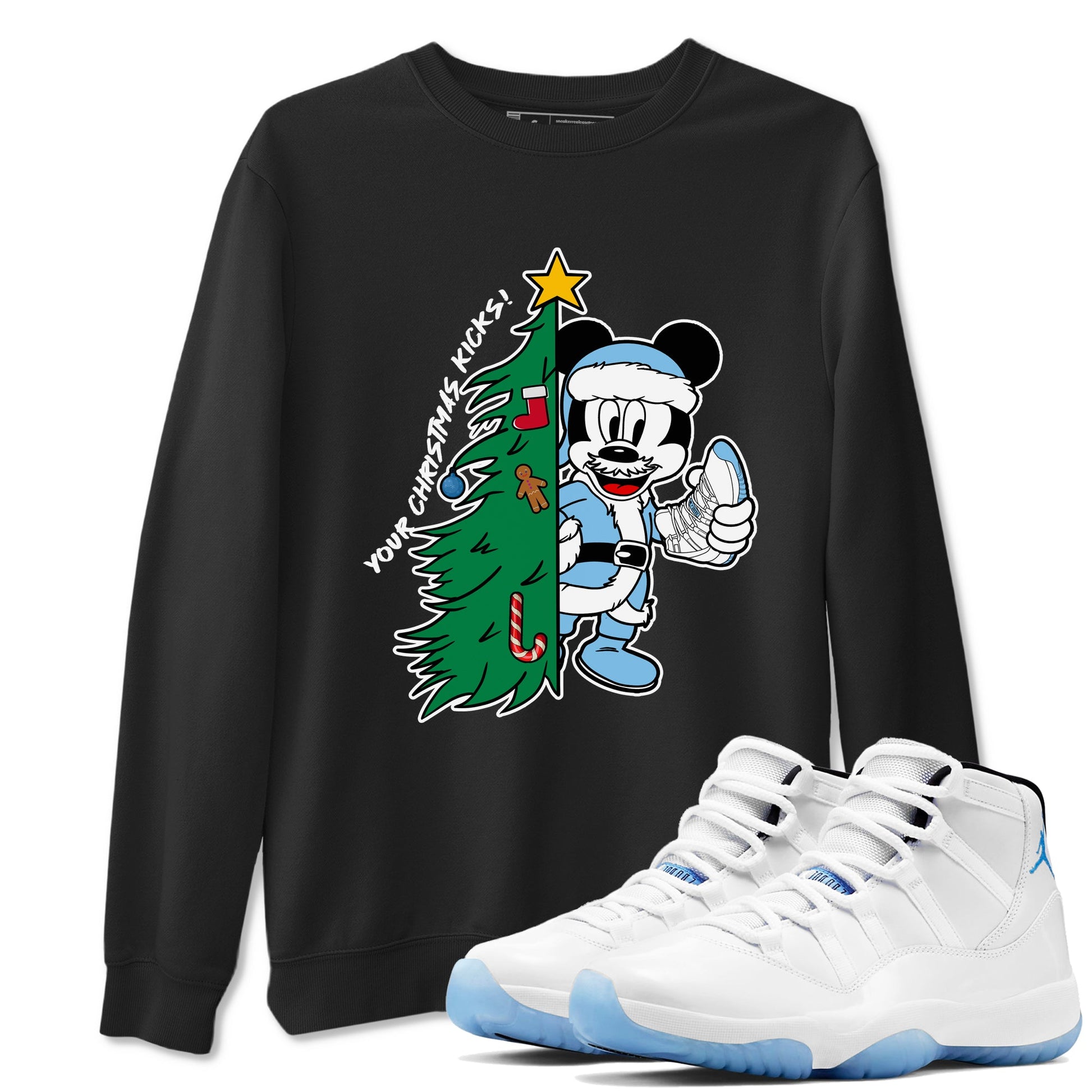 11s Legend Blue (Columbia) shirts to match jordans Your Chrsitmas Kicks sneaker match tees Air Jordan 11 Retro Legend Blue match shoes to clothes SNRT Sneaker Tees unisex cotton Black 1 shirts