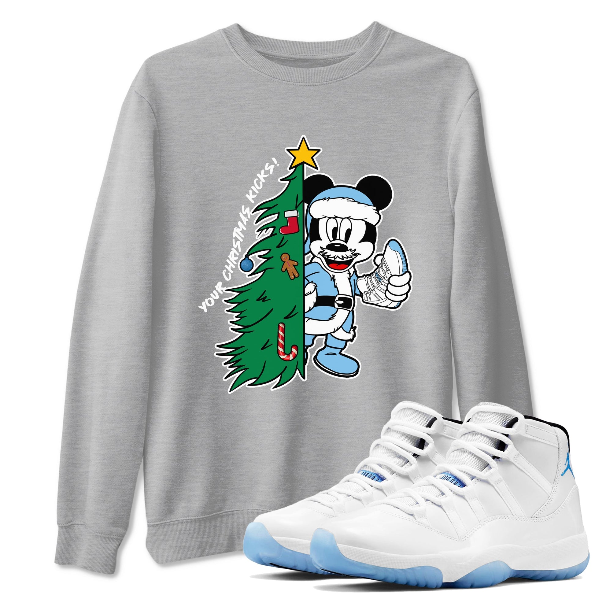 11s Legend Blue (Columbia) shirts to match jordans Your Chrsitmas Kicks sneaker match tees Air Jordan 11 Retro Legend Blue match shoes to clothes SNRT Sneaker Tees unisex cotton Heather Grey 1 shirts