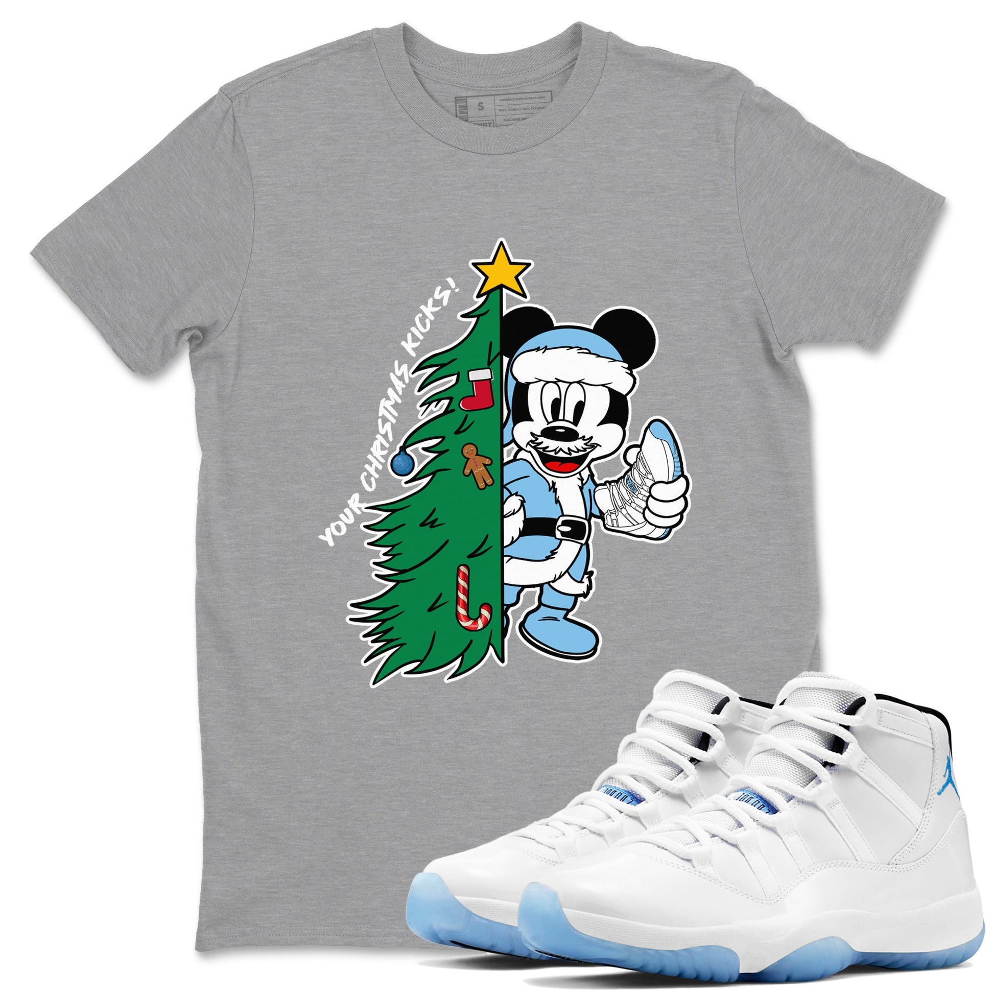 11s Legend Blue (Columbia) shirts to match jordans Your Chrsitmas Kicks sneaker match tees Air Jordan 11 Retro Legend Blue match shoes to clothes SNRT Sneaker Tees unisex cotton Heather Grey 1 shirts