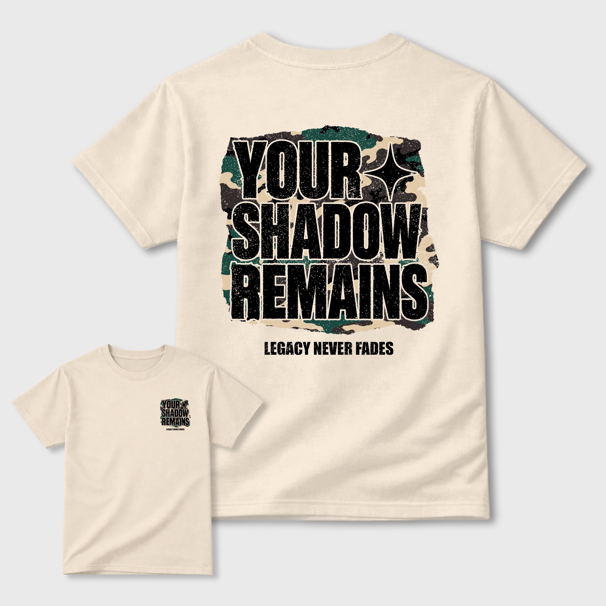 Your Shadow Remains Graphic T-Shirt featuring original streetwear artwork designed to match the . Natural Graphic T-Shirt.