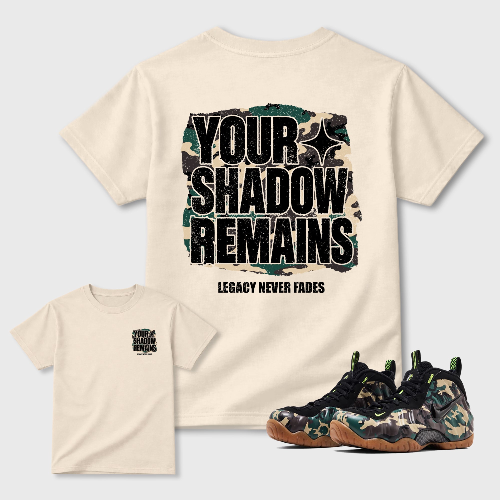 Your Shadow Remains Graphic T-Shirt featuring original streetwear artwork designed to match the . Natural Graphic T-Shirt.