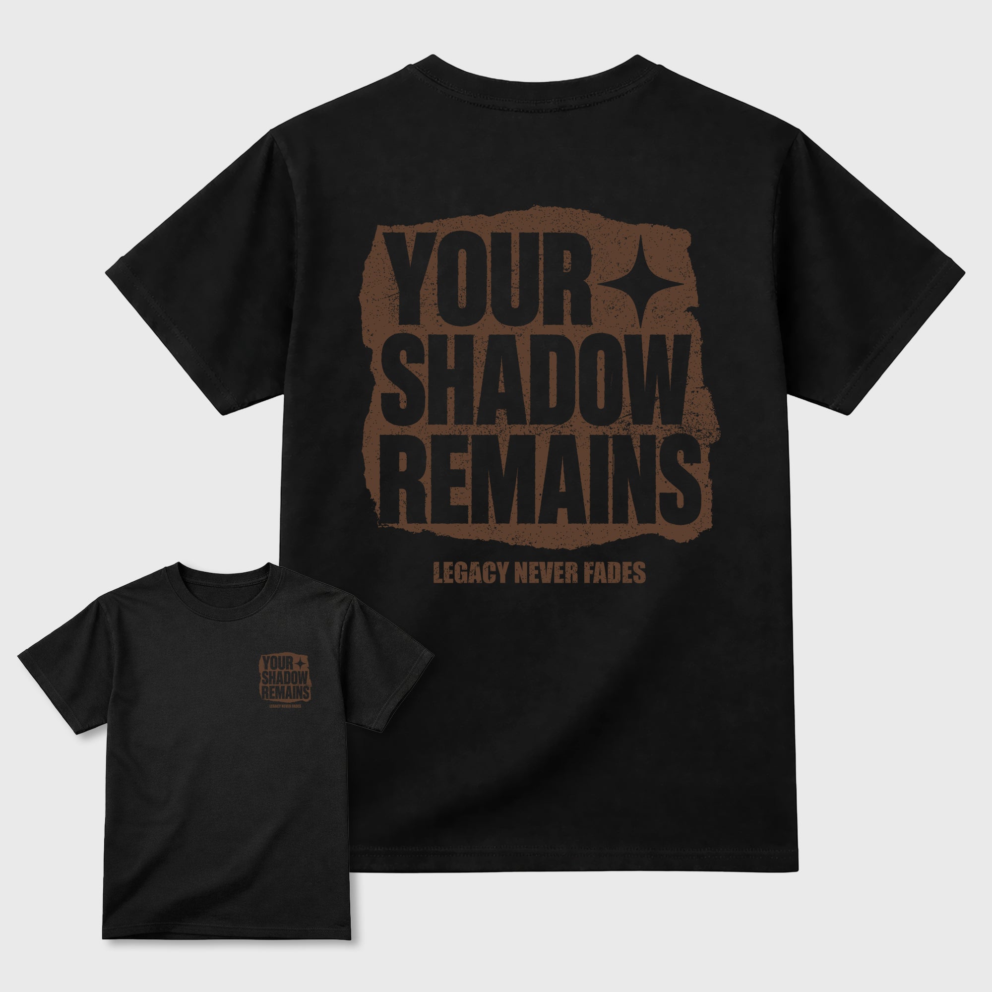 Your Shadow Remains Graphic T-Shirt featuring original streetwear artwork designed to match the Air Max 90 Shadow Brown. Black Graphic T-Shirt.