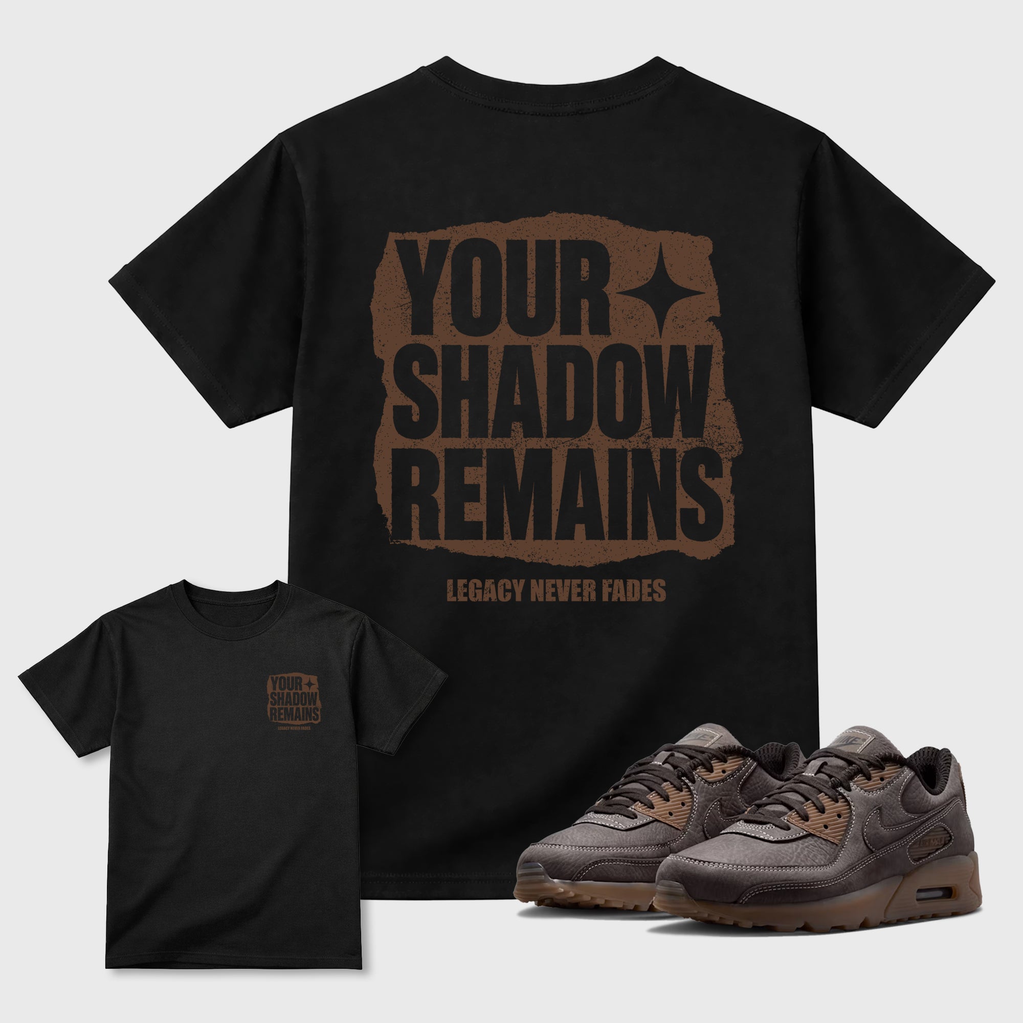 Your Shadow Remains Graphic T-Shirt featuring original streetwear artwork designed to match the . Black Graphic T-Shirt.