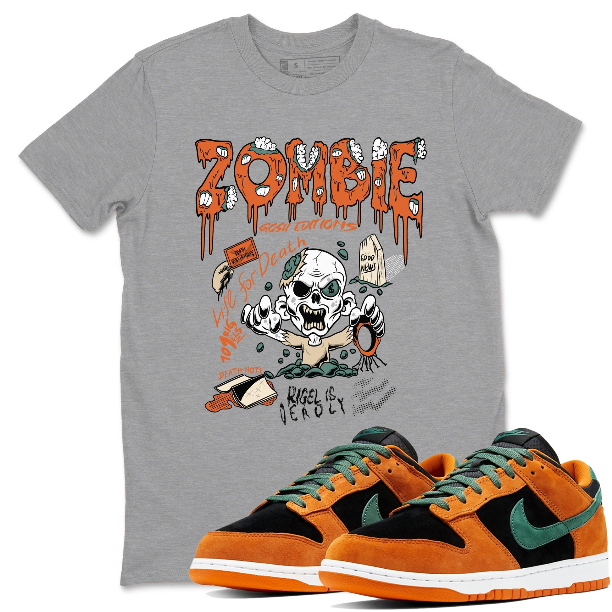 Dunk Low Ceramic shirts to match jordans Zombie Grave unique Halloween sneaker tee Dunk Ceramic match shoes to clothes SNRT Sneaker Tees unisex cotton Heather Grey 1 shirts
