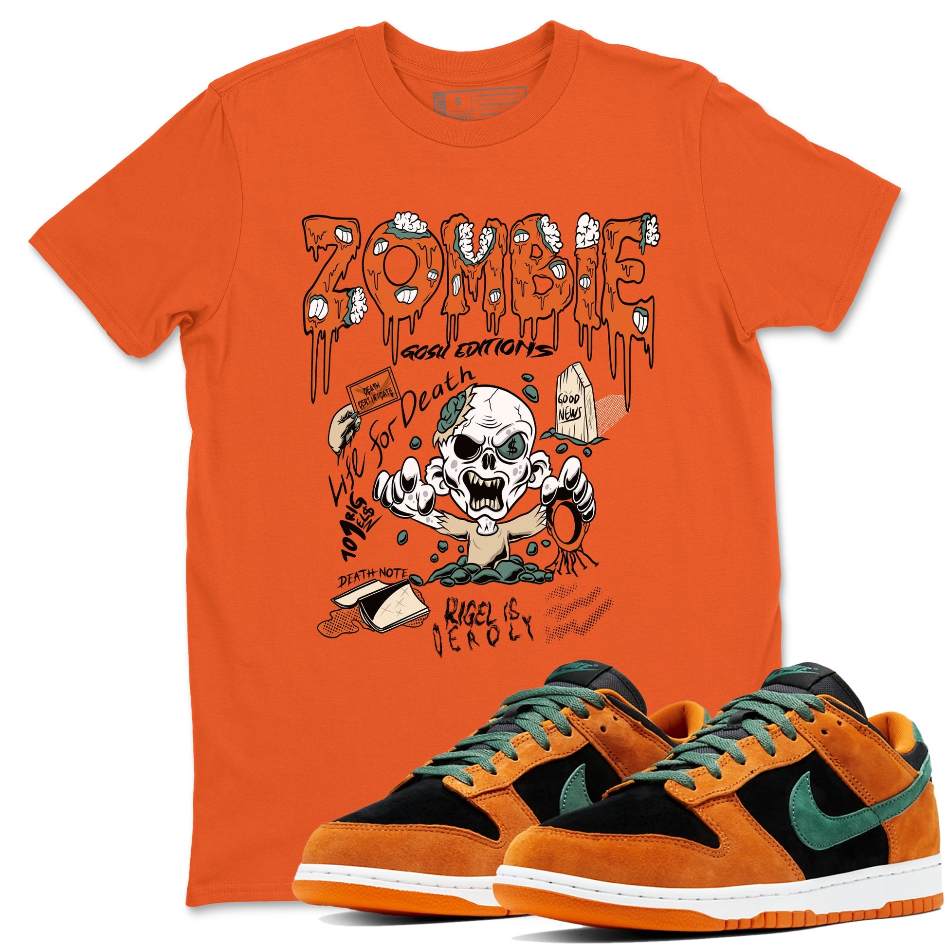 Dunk Low Ceramic shirts to match jordans Zombie Grave unique Halloween sneaker tee Dunk Ceramic match shoes to clothes SNRT Sneaker Tees unisex cotton Orange 1 shirts