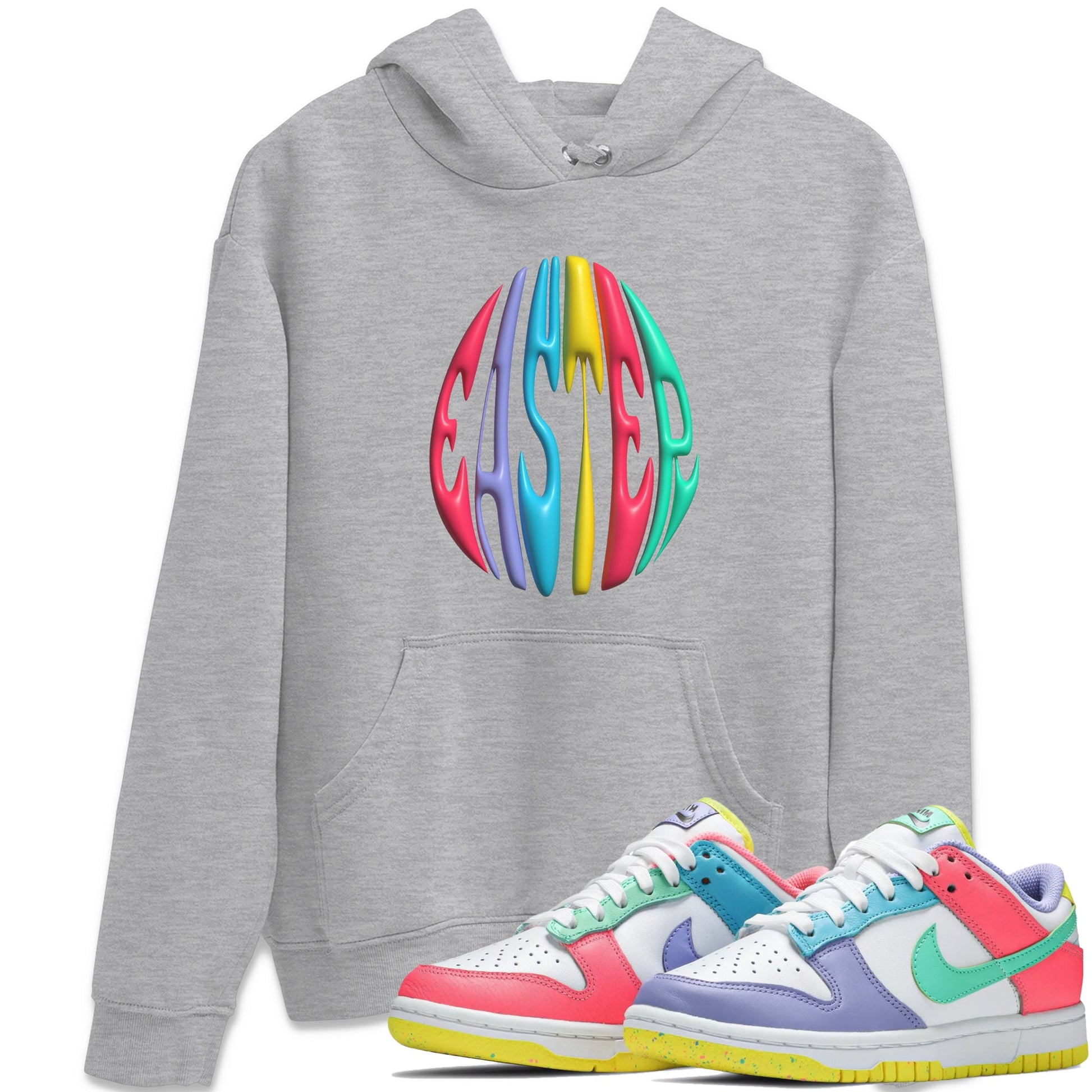 Dunk Easter Candy Sneaker Match Tees 3D Easter Typo Sneaker Tees Nike Easter Sneaker Release Tees Unisex Shirts Heather Grey 1