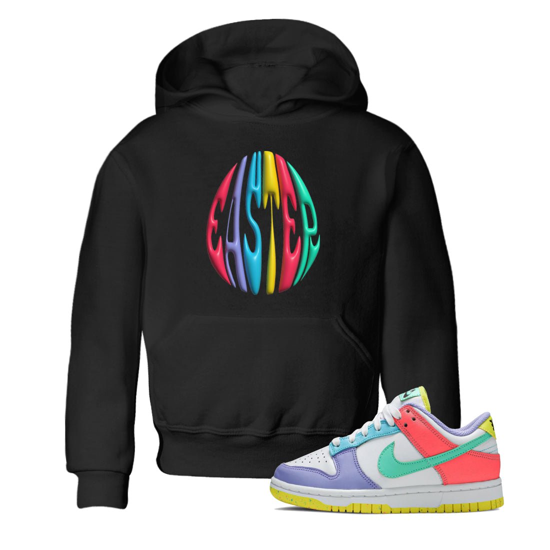 Dunk Easter Candy Sneaker Match Tees 3D Easter Typo Sneaker Tees Nike Easter Sneaker Release Tees Kids Shirts Black 1