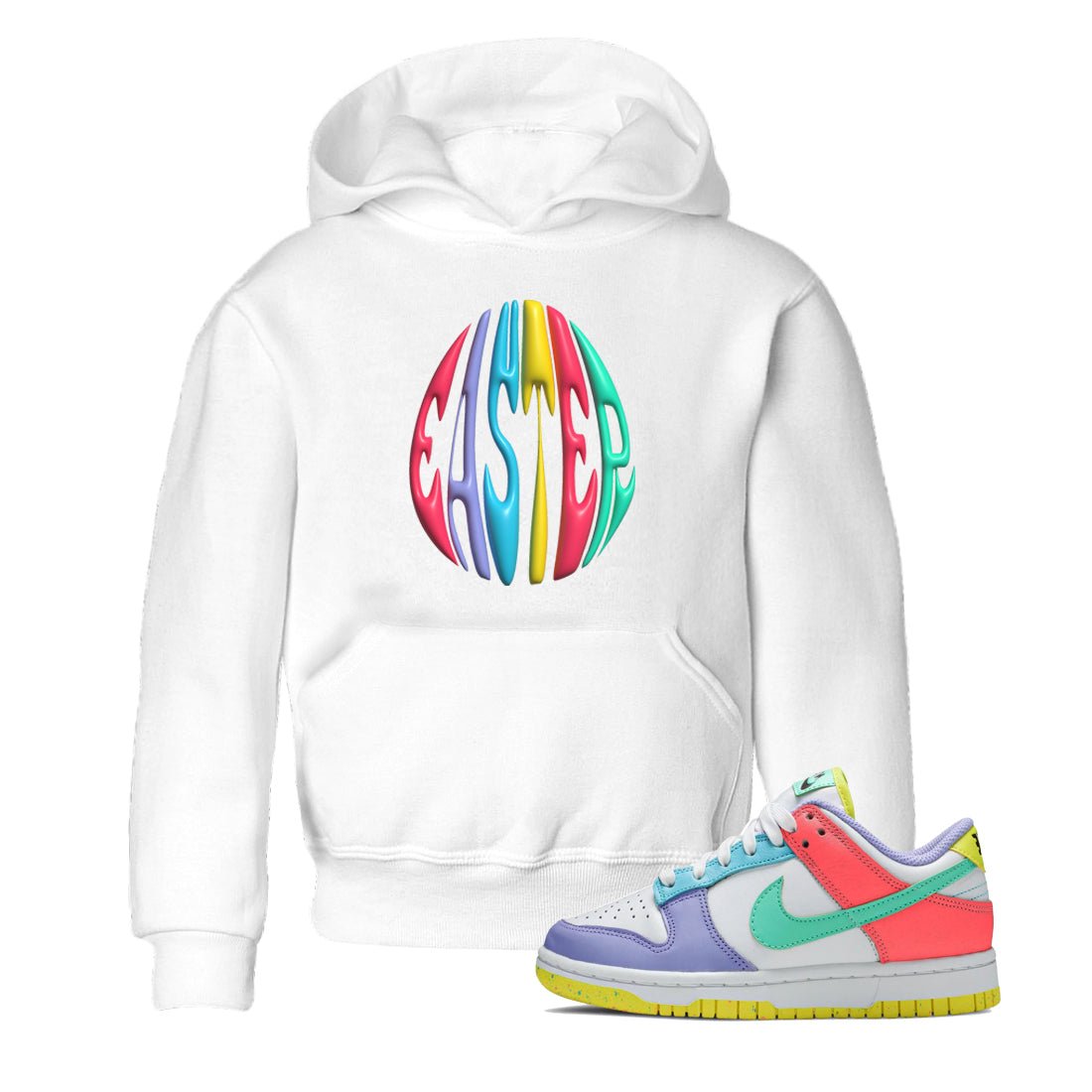 Dunk Easter Candy Sneaker Match Tees 3D Easter Typo Sneaker Tees Nike Easter Sneaker Release Tees Kids Shirts White 1