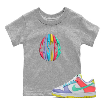 Dunk Easter Candy Sneaker Match Tees 3D Easter Typo Sneaker Tees Nike Easter Sneaker Release Tees Kids Shirts Heather Grey 1