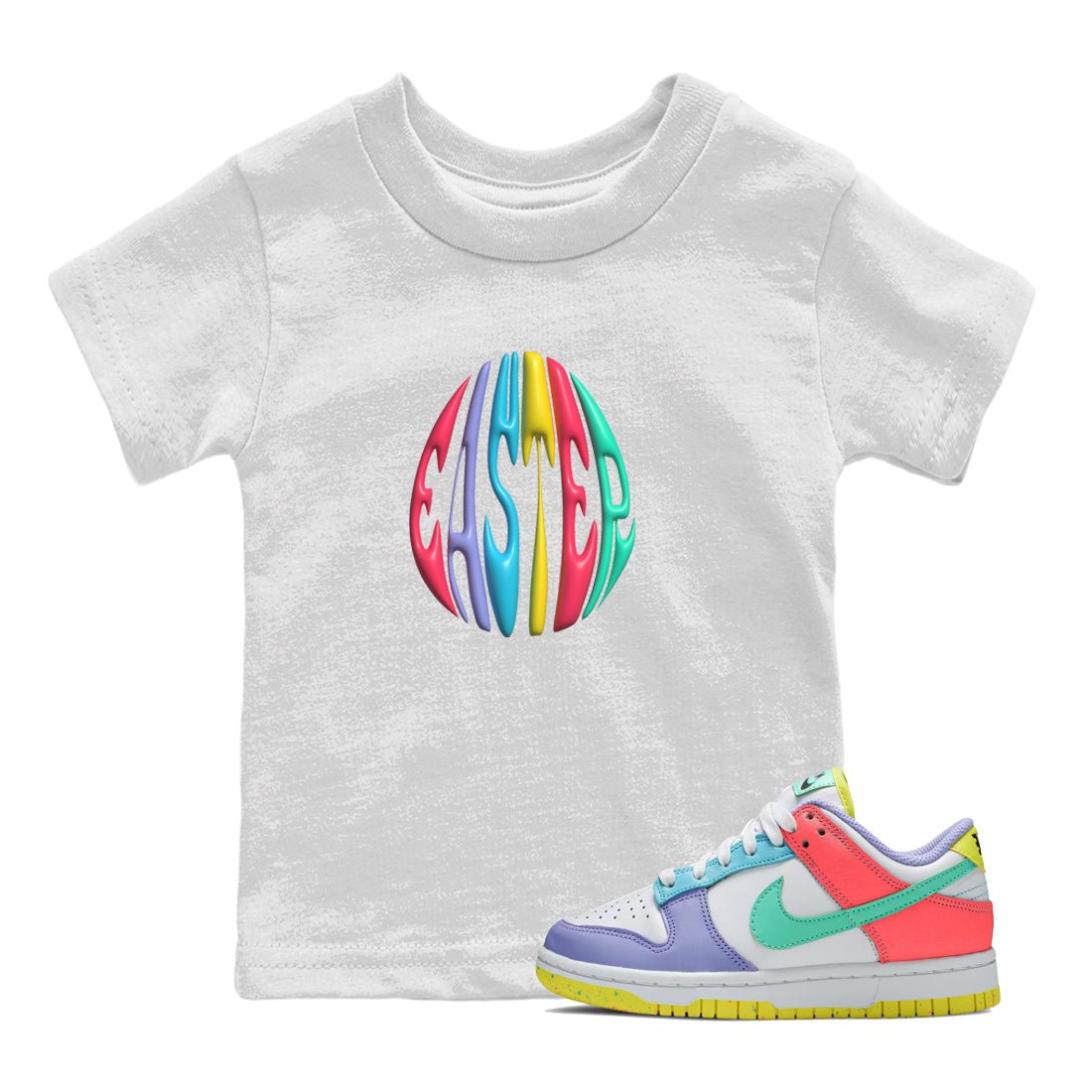 Dunk Easter Candy Sneaker Match Tees 3D Easter Typo Sneaker Tees Nike Easter Sneaker Release Tees Kids Shirts White 1