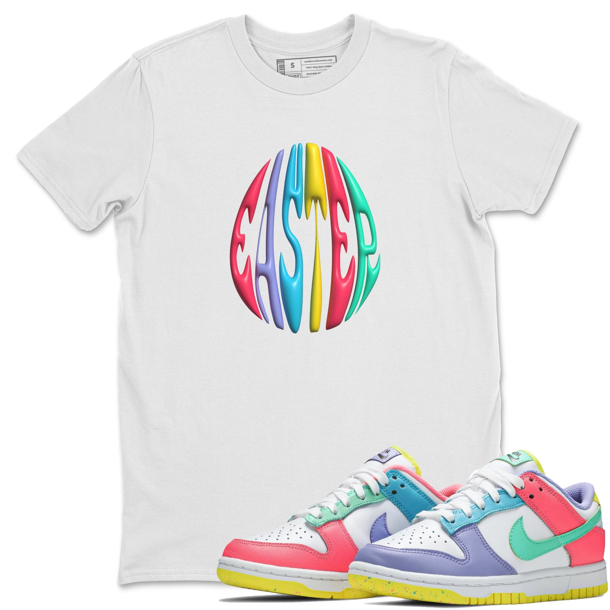 Dunk Easter Candy Sneaker Match Tees 3D Easter Typo Sneaker Tees Nike Easter Sneaker Release Tees Unisex Shirts White 1