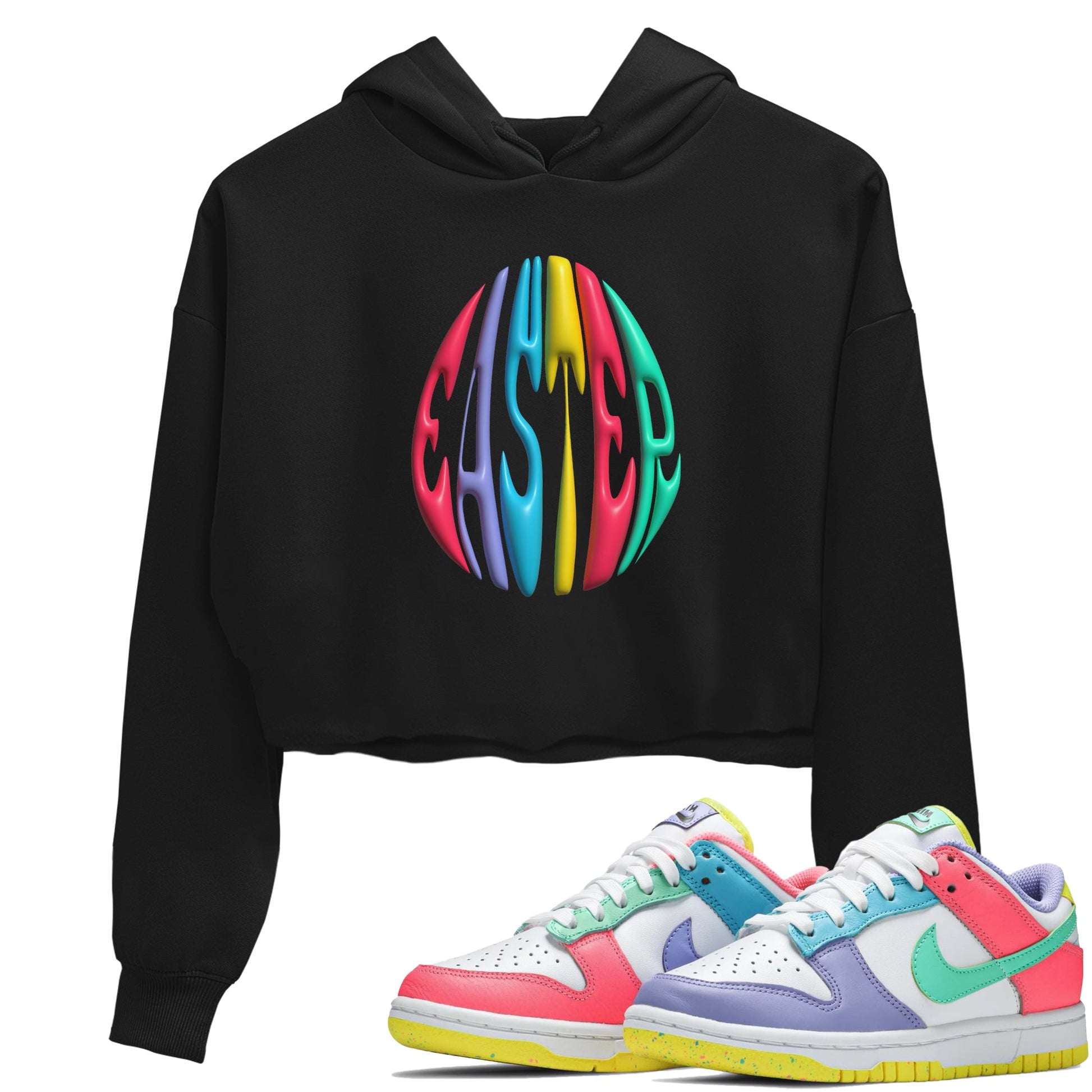 Dunk Easter Candy Sneaker Match Tees 3D Easter Typo Sneaker Tees Nike Easter Sneaker Release Tees Women's Shirts Black 1