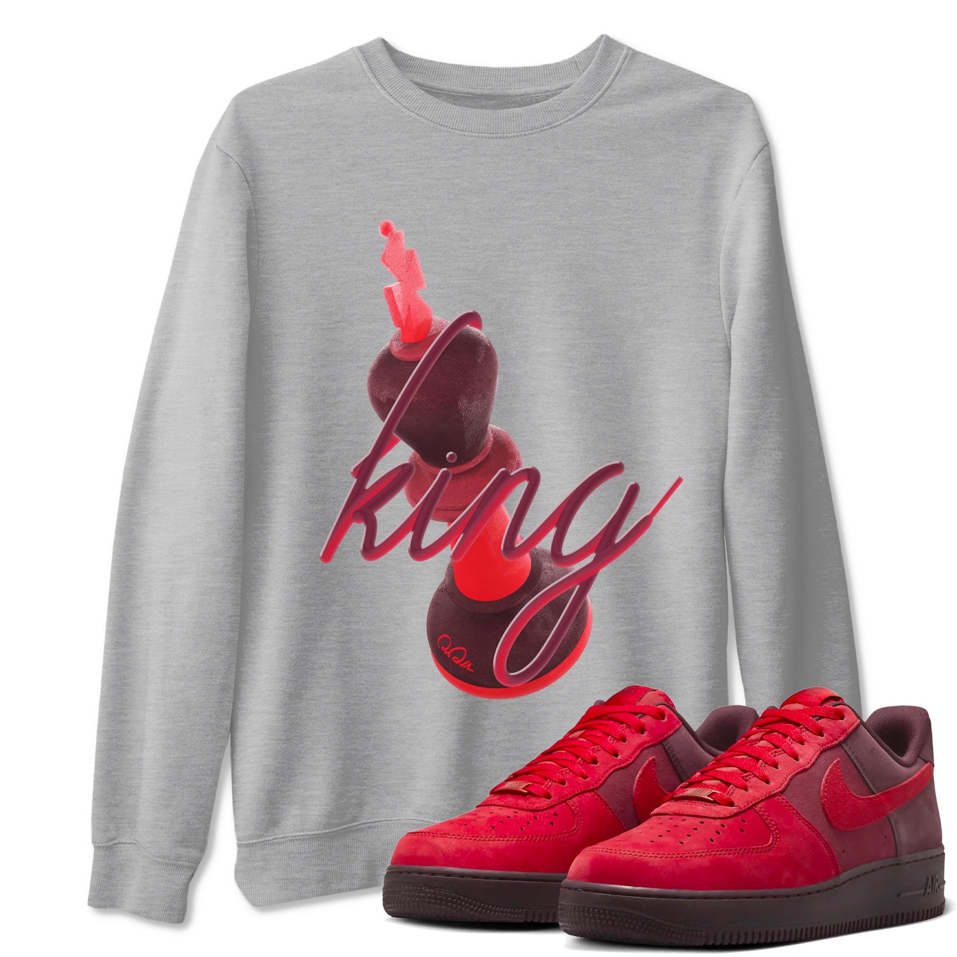 Air Force 1 Layers of Love shirt to match jordans 3D King sneaker tees af1 Layers of Love SNRT Sneaker Release Tees unisex cotton Heather Grey 1 crew neck shirt